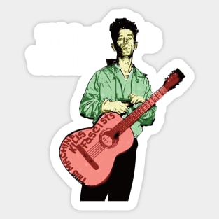 Woody Guthrie, This Land Is Your Land, white lettering Sticker